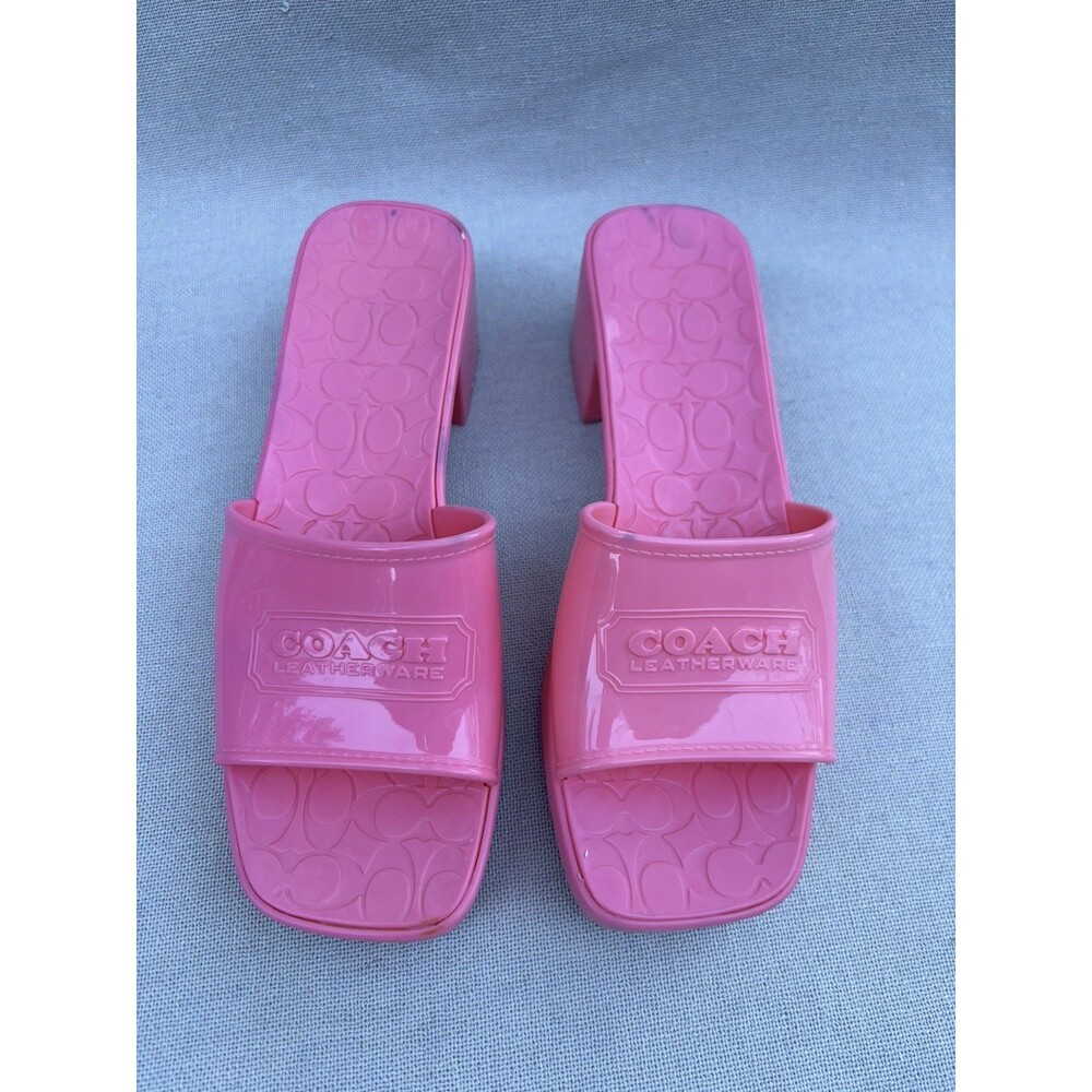 COACH Women's Scarlett Block-Heel Signature Jelly Sandals Black C8998 size 8